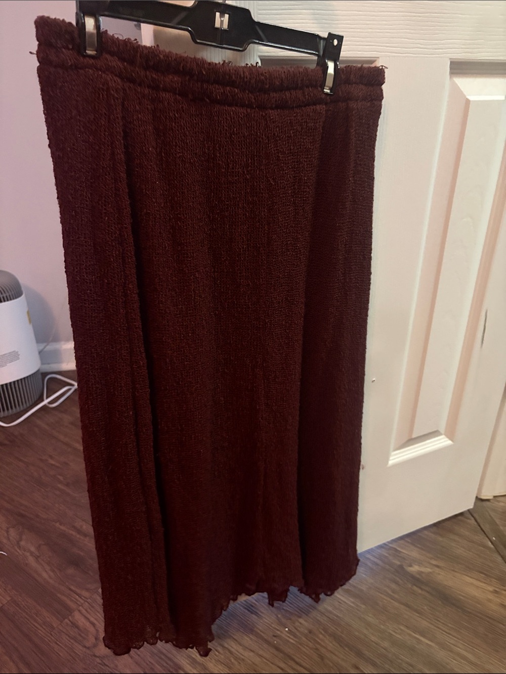 Women's Burgundy Textured Maxi Skirt